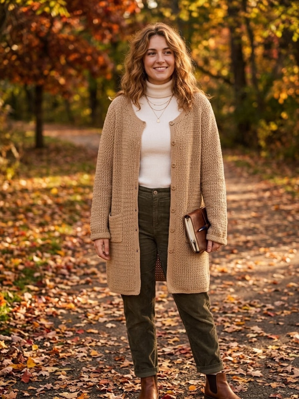 Cotton Ginny Oversized Cozy Tan Knit Button-Front Cardigan Sweater